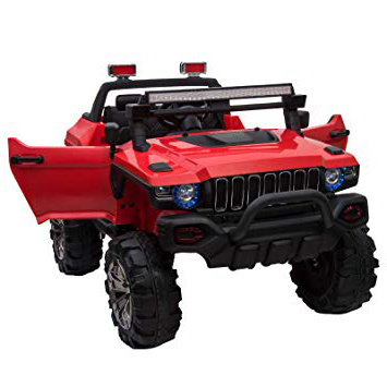 HOMCOM Coche Eléctrico para Niños Vehículo Todoterreno Infantil con Música Luces Batería 12V Control Remoto Carga 50kg para Niños 3 Años+ 135x86x85cm