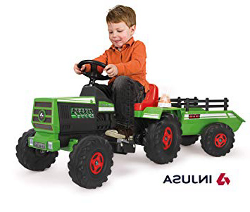 INJUSA- Tractor con Remolque para Niños 6 V, Color Verde, 3+ (636)