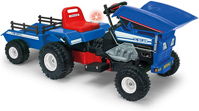 INJUSA Color Azul Tractor Dump Track de 12V con Volquete y Remolque Recomendado para Niños de +3 Años, única (637)