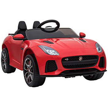 HOMCOM Coche Eléctrico Infantil Coche Juguete Jaguar F-Type SVR 2018 Niño 3 Años+ con Mando a Distancia con Música y Luces Doble Apertura de Puerta Batería 6V Carga 25kg 110x65x48cm Rojo