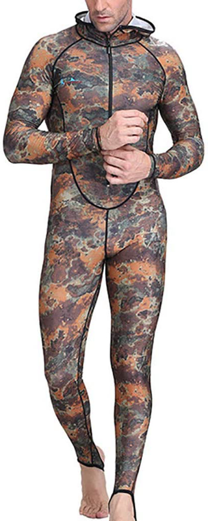 Traje de Neopreno para Hombre Traje de Buceo de una Pieza Traje de baño de Camuflaje Traje de Neopreno Acolchado de Secado rápido para esnórquel,XXL