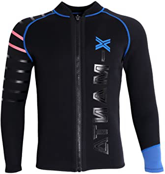 CUTICATE Trajes De Neopreno De Buceo De 3 Mm Chaqueta con Cremallera De Manga Larga para Hombre Swim Surf Top Rash Guard