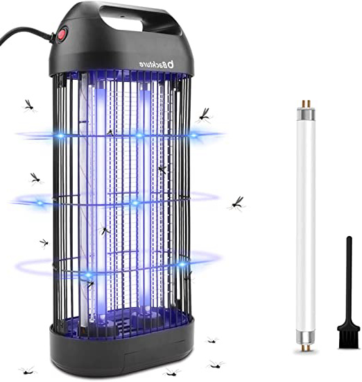 BACKTURE Lámpara Antimosquitos Electrico, 18W UV Lámpara Anti Mosquitos Interior con Caja de Recogida, Tubo de Repuesto y Cepillo Limpio, para Mata Mosquitos, Insectos, Polillas, Moscas, Efecto 40㎡