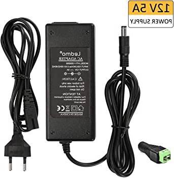 Tira LED Transformador Voltaje de entrada AC100-240V, 5A 12V Fuente Alimentacion 12V Alimentaciónde Adaptador de 12V 5A Max,60W Tiras LED EU Transformador Enchufe