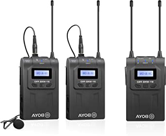 BOYA UHF Sistema de micrófono inalámbrico de primera calidad con transmisores y receptores inalámbricos Compatible con la cámara Canon DSLR Nikon de Sony, videocámara XLR, iPhone, para entrevistas