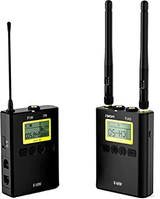WM9 Sistema de micrófono inalámbrico UHF Profesional de 50 Canales con transmisores LCD Receptor para grabación de Video programación de programas y entrevista