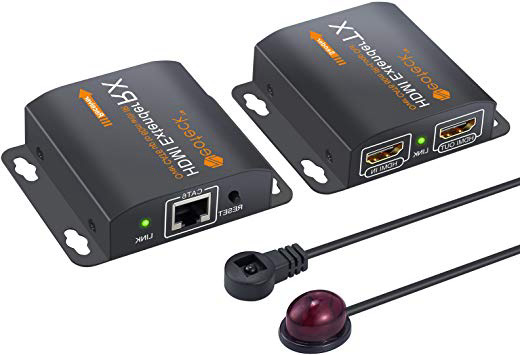Neoteck HDMI Extensor 60m HDMI Repetidor con 2 Puertos HDMI Splitter Loop IR Remoto 1080P HDMI Extensor de Ethernet Red más de Solo Cable RJ45 Cat6 7 para PC DVD Sky HD Caja PS3/4 Satellite Box