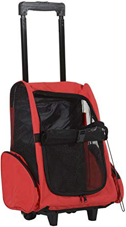 Transportin Carrito Perro 2 en 1 Mochila Carrito 35x27x49 cm Mascotas Perro Gato Rojo