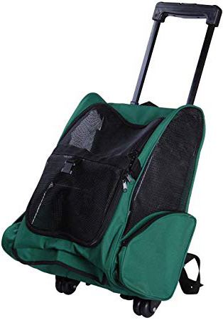 Transportin Carrito Perro 2 en 1 Mochila Carrito 35x27x49 cm Mascotas Perro Gato Verde