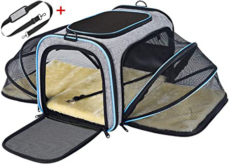 OMORC Transportin Gato Perro, Bolsa de Transporte Transpirable para Mascotas, Estructura Sólida Fácil de Almacenamiento y Espaciosa, 76*46*25CM, Cómodo Bolso para Transporte en Tren, Coche, Avión