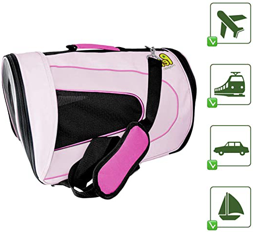 PET MAGASIN Transportín de Mascotas Plegable – Bolsa de Transporte Acolchada con Lados Blandos – Bolso de Viaje para Perros pequeños, Gatos y Cachorros, ventilación Superior (Grande, Pink)