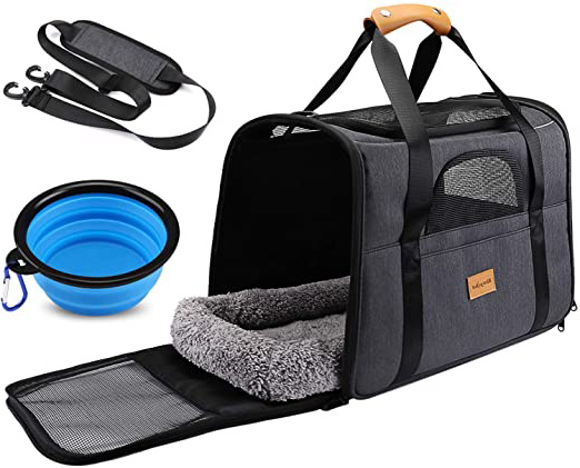 







Transportín Perro Gato, Bolsa de Transporte Transpirable para Mascotas, Portador de Viaje con Correa de Hombro Ajustable, Transporte de Gato con Colchón Suave + Tazón Plegable (17.3*12.2*13.4 inch)






