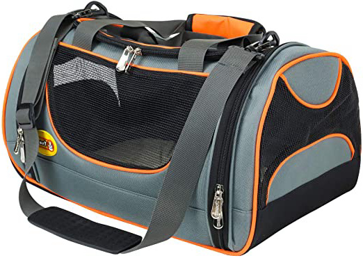 Transportín Gato Perro Pequeño Mediano Transpirable Plegable,Bolso de Viaje para Mascota con Correa Hombro Ajustable Cómodo para Transporte Avión Tren Coche o Auto(41.5 * 29 * 23cm)