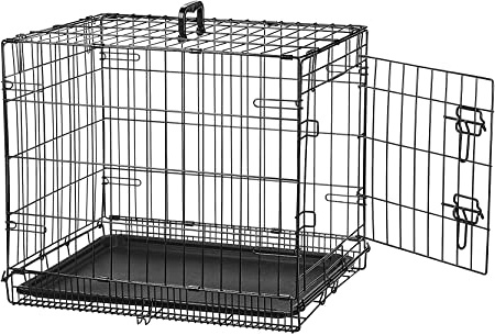 AmazonBasics - Jaula plegable de metal para mascota (una puerta, 61 cm largo)