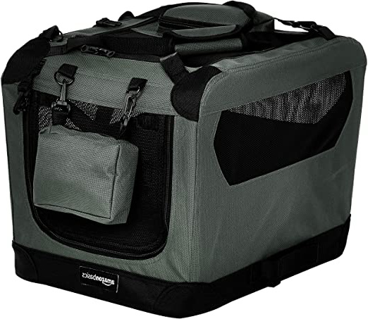 AmazonBasics – Transportín para mascotas abatible, transportable y suave de gran calidad, 53 cm, Gris