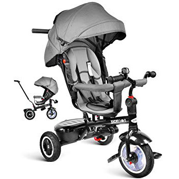 besrey 7 en 1 Triciclos Bebes reclinable con Asiento Giratorio, Triciclo para Bebe Nino evolutivo Infantil Trike Cochecito