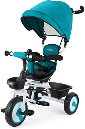 Fascol 4 en 1 Triciclo para Niños con Asiento Giratorio Adecuado para Mayores de 12 Meses - 5 años Capacidad de Carga 30KG (Azul)