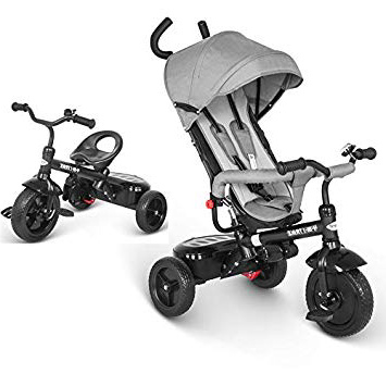 besrey Triciclo Bebé, Triciclo Evolutivo 4 En 1 Trike Bicicleta para Bebe Nino (1-6 año) con Mango y Cubierta de Lluvia, función Silla de Paseo