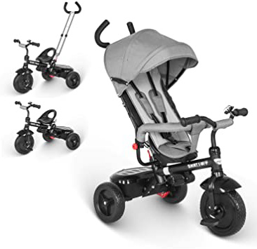 besrey Triciclo Bebé, Triciclo Evolutivo 4 En 1 Trike Bicicleta para Bebe Nino (1-6 año) con Mango y Cubierta de Lluvia, función Silla de Paseo