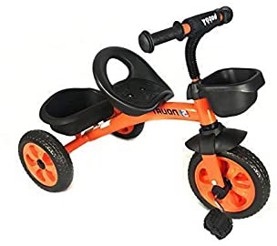 Infantil 3 Ruedas Pedal Trike - en Naranja - con Frontal y Trasero Cesta - para Edades 3-5 Años