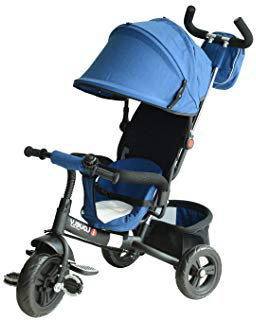 Homcom 3 EN 1 Triciclo para Niños +18 Meses Triciclo con Pedales con Capota Extraíble Plegable Barra Telescópica para Padres Triciclo de Empuje 96x53.5x101cm