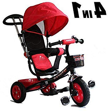 All Road Trikes Niños 4 en 1 Trike - Negro y Rojo - Empujar /Pedal Infantil Triciclo Homologación CE