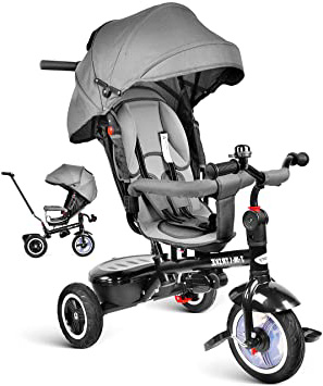 besrey 7 en 1 Triciclos Bebes reclinable con Asiento Giratorio, Triciclo para Bebe Nino evolutivo Infantil Trike Cochecito