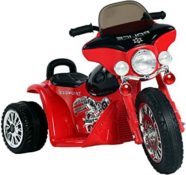 HOMCOM Moto Eléctrica Infantil Coche Triciclo Correpasillos a Batería Niños 18-36 Meses 6V Metal + PP 80x43x54.5cm Rojo