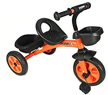 Infantil 3 Ruedas Pedal Trike - en Naranja - con Frontal y Trasero Cesta - para Edades 3-5 Años
