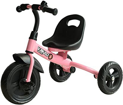 HOMCOM Triciclo para Niños más de 18 Meses con Timbre Guardabarros Rueda de Seguridad 74x49x55cm Rosa