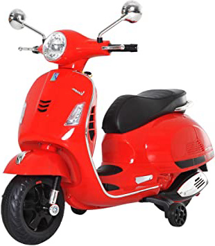 HOMCOM Moto Eléctrica Infantil Coche Triciclo Vespa Scooter Eléctrico a Batería con Luz MP3 USB Bocina para Niños Más de 3 Años Carga 25kg