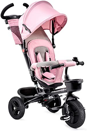 Kinderkraft Triciclo Plegable AVEO, Asiento Giratorio, Hasta 5 Años, Rosa