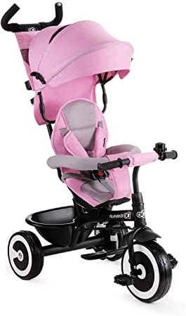 Kinderkraft Triciclo Evolutivo ASTON, Plegable, Cinturón, 9 Meses a 5 Años, Rosa