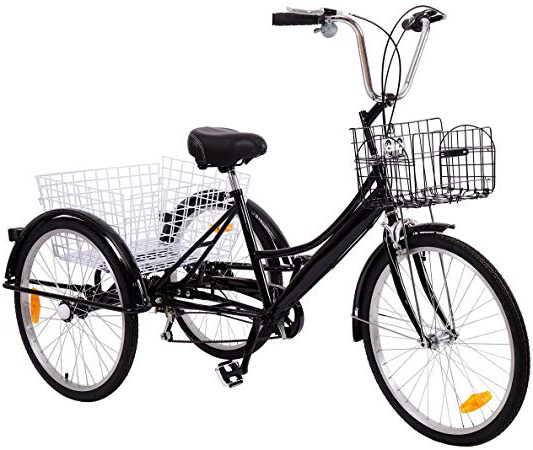 







Ridgeyar - Bicicleta de tres rueda de 24 pulgadas, seis velocidades y cesta incluida, Black-2






