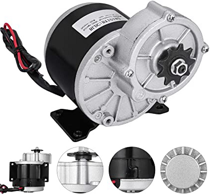 Moracle Motor Eléctrico 24 V y 350 W con Engranaje para Bicicleta con Reducción de Engranaje Motor Eléctrico DC para Go Karts E-Bike