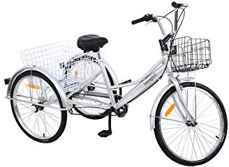 Yonntech Ambienceo Triciclo para Adultos 24" 7 velocidades Bicicleta para Adultos Bicicleta 3 Ruedas Bicicleta Ciudad Bicicleta Mujer con Cesta