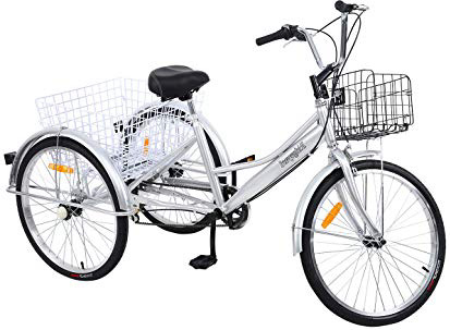 







MuGuang Triciclo Adulto 24 Pulgadas 7 Velocidades Bicicleta 3 Ruedas Adulto con Cesta de la Compra（Plata）






