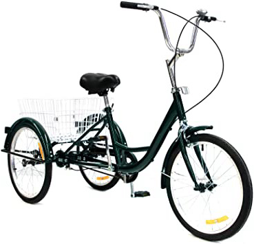Z ZELUS 24" Triciclo para Adultos Bicicleta de Tres Rueda con Capacidad de 100 kg Triciclo con Cesta Adult Tricycle para IR a Hacer Compra, Deporte, Picnic