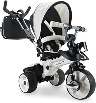 INJUSA - Triciclo City Max Blanco para Bebés +6 Meses con Mango de Control Parental de Dirección