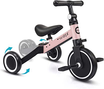 XJD 3 en 1 Bebé Triciclo Bicicleta de Equilibrio para Niños y Niñas de 1 a 3 años Plegable y Ligero con CE Certificación Versión2.0 (Rosa Claro)