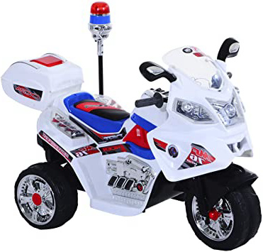 HOMCOM Moto Eléctrica Infantil Batería 6V Niños 3-8 años Coche Triciclo Niño con Caja de Almacenamiento Metal 112x51x73cm