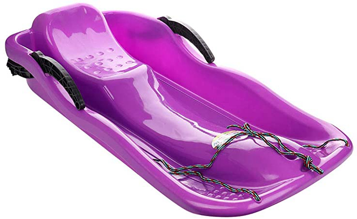 Cozyhoma Trineo de nieve de plástico duradero para invierno, con mango de freno, cuerda de remolque para niños y adultos al aire libre