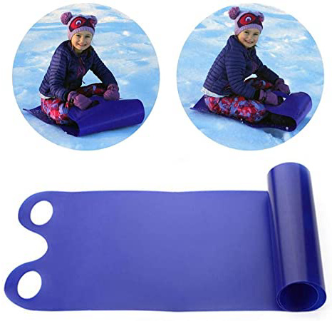 Stecto Trineo de Nieve, Trineo de esquí Flexible Plegable con 2 Asas, Trineo de plástico Ligero, Trineo de Nieve de plástico Duradero para Adultos, niños, niños