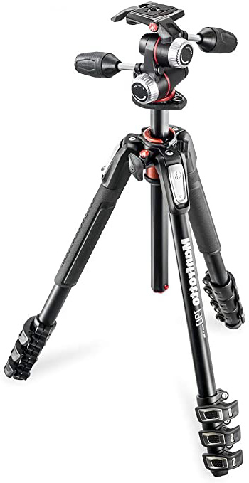 Manfrotto MK190XPRO4-3W - Trípode Completo (4 Secciones, rótula 3 Way, Aluminio) Negro