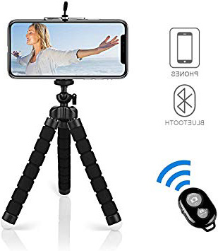 Alfort Mini Trípode, Trípode Móvil Flexible 360°Rotación Teléfonos de Soporte con Control Remoto Portátil Trípode para iPhone 8/8 Plus/Samsung S7 Edge/Huawei P10/Mate 9 Pro y Otros iOS/Android (5.5'')