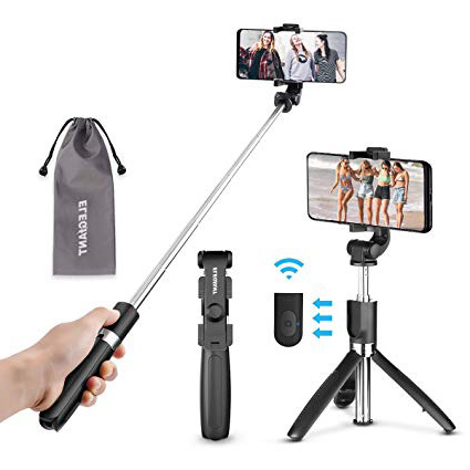 ELEGIANT Palo Selfie Trípode Bluetooth Mini Stick Movil Deportivo Extensible de Control Remoto para Viaje Autofoto 3 en 1 Monopie con Obturador Rotación de 360 Grados Huawei Xiaomi Android iOS