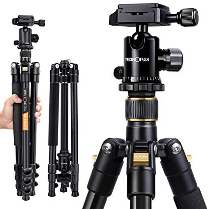 K&F Concept Trípode Completo TM2324 Trípode Flexible para Cámara Canon Sony Nikon con 360°Rótula de Bola Placa Rápida Liberación Bolsa de Transporte para Vieja y Trabajo