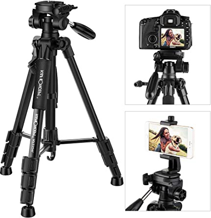 K&F Concept Trípode Cámara Ligero con Soporte para Teléfonos Móviles, Trípode de Aluminio con Cabezal de 3 Ejes para Smartphone Móviles Cámara Digital SLR DSLR DV Vídeocámara