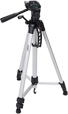AmazonBasics - Trípode ligero completo (bolsa, cabezal panorámico de 3 posiciones, zapata rápida), color negro
