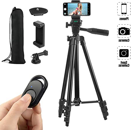Hitchy Trípode Movil,Trípode iPhone 51” Pulgadas 130cm Aluminio Ligero, Tripode Camara para iPhone/Samsung/Huawei, Camara y GoPro con Control Remoto Bluetooth, Móvil Holder y Soporte GoPro (Negro)